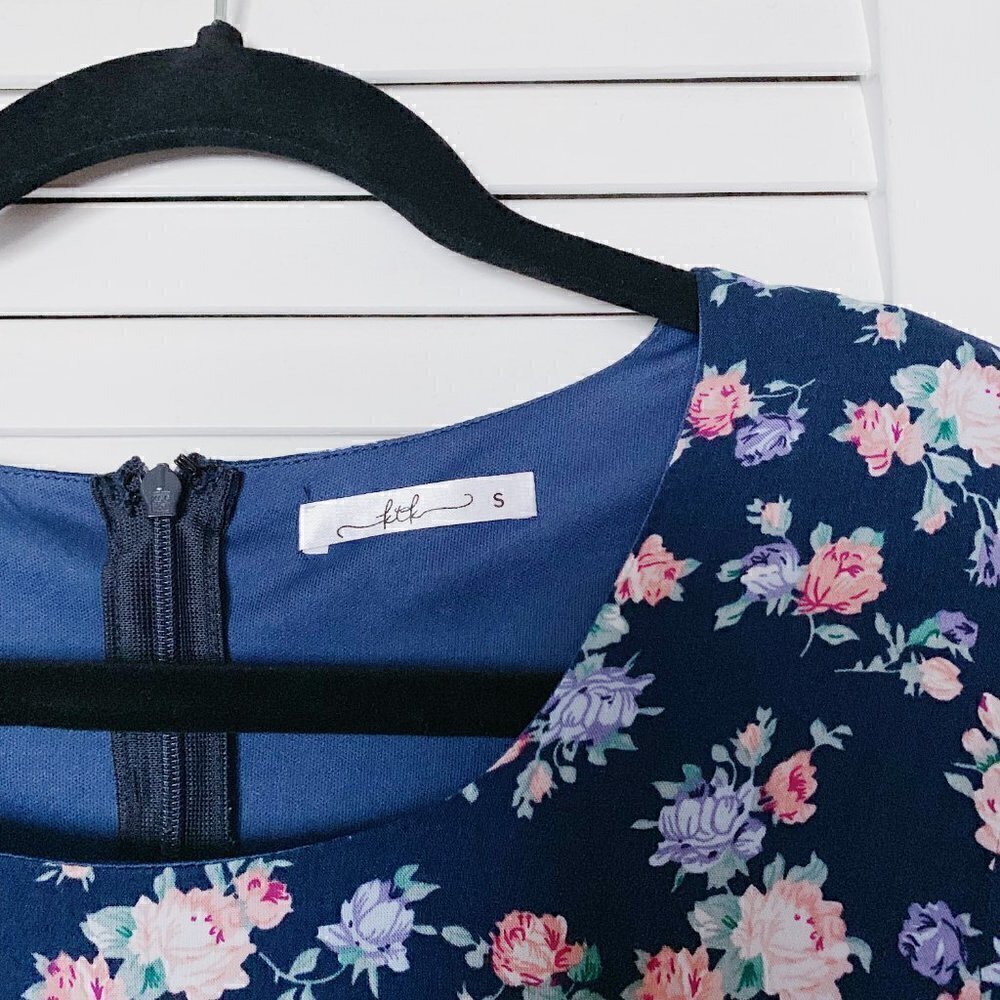 KTK Blue Floral‎ Short Sleeve Playsuit Romper S​​​​​​​​​​​​​​​​​​​​​​​​​​​​​​ - Picture 3 of 6